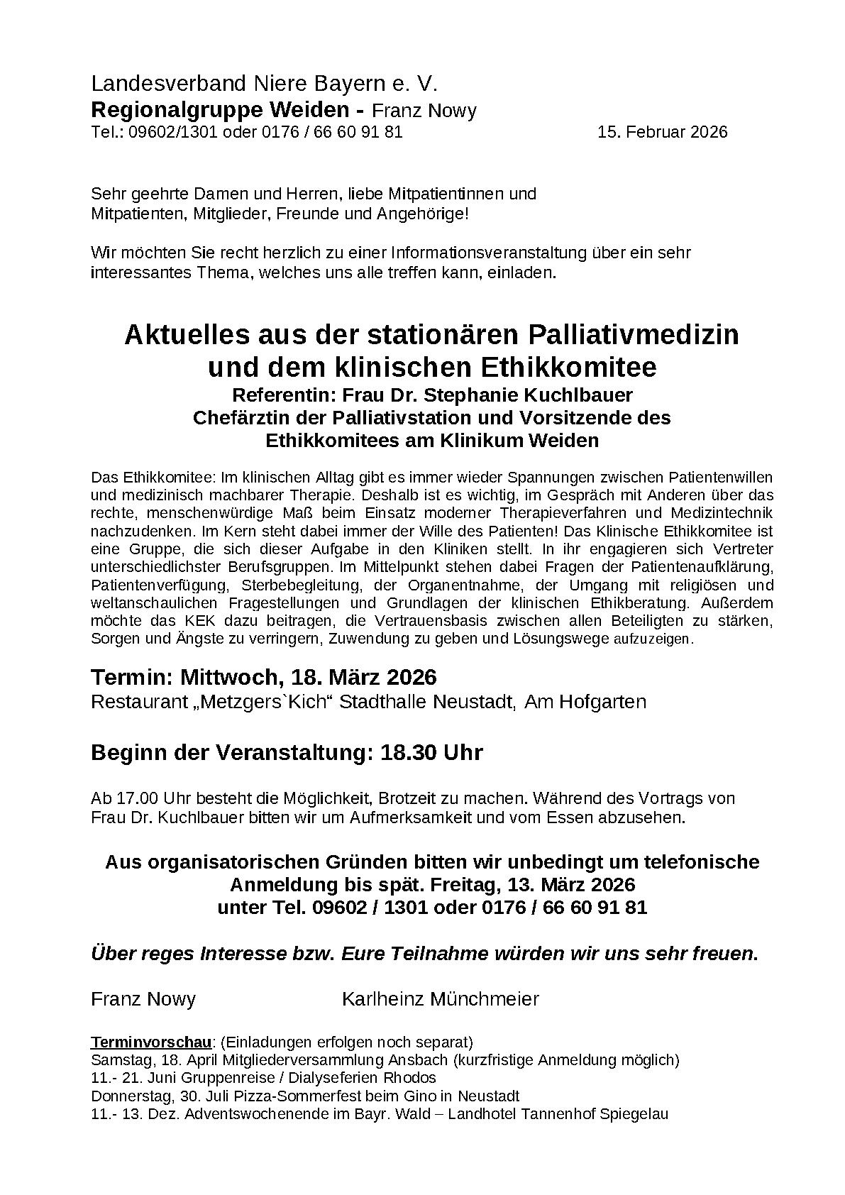 Einladungen RG Weiden