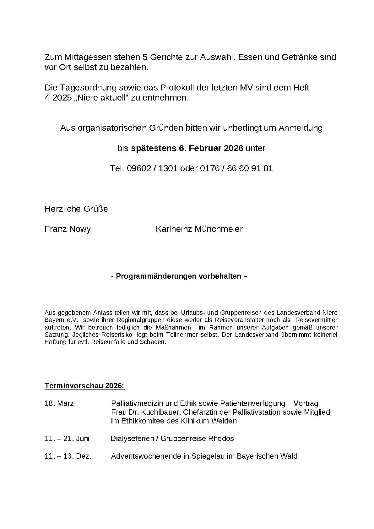 Einladungen RG Weiden