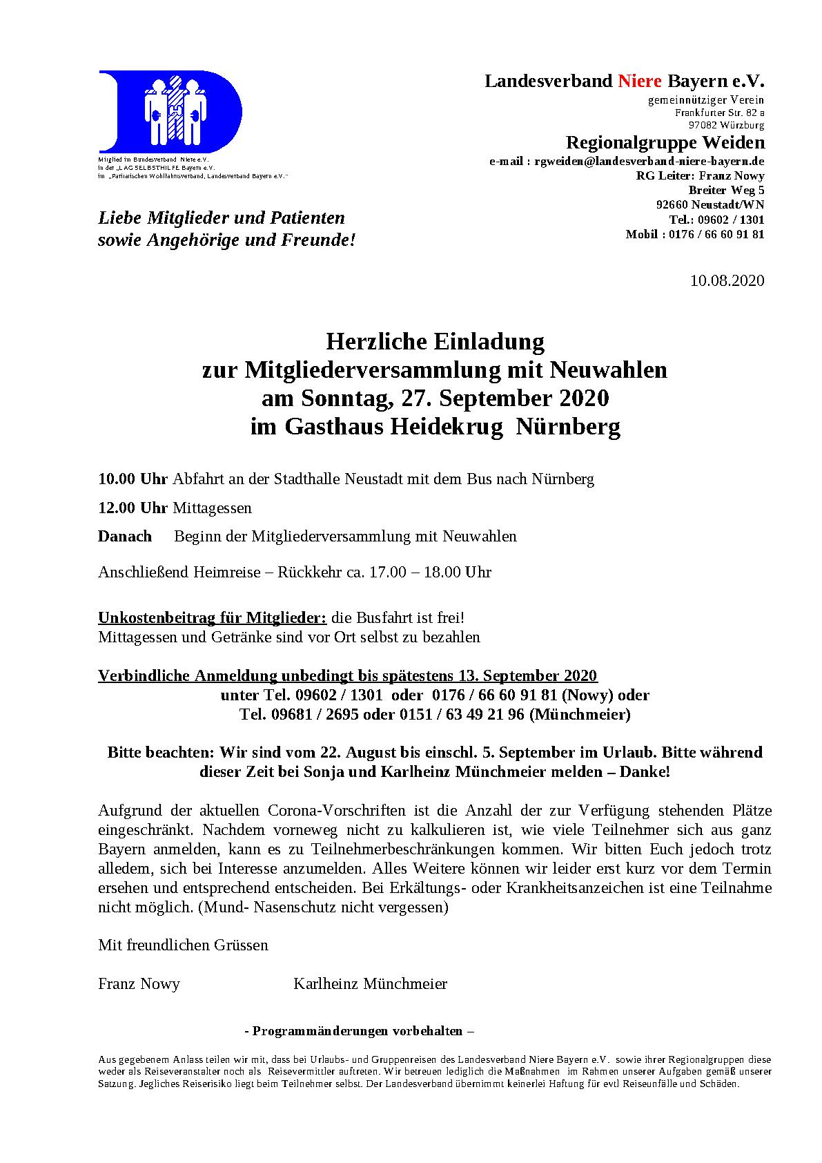 Einladungen RG Weiden