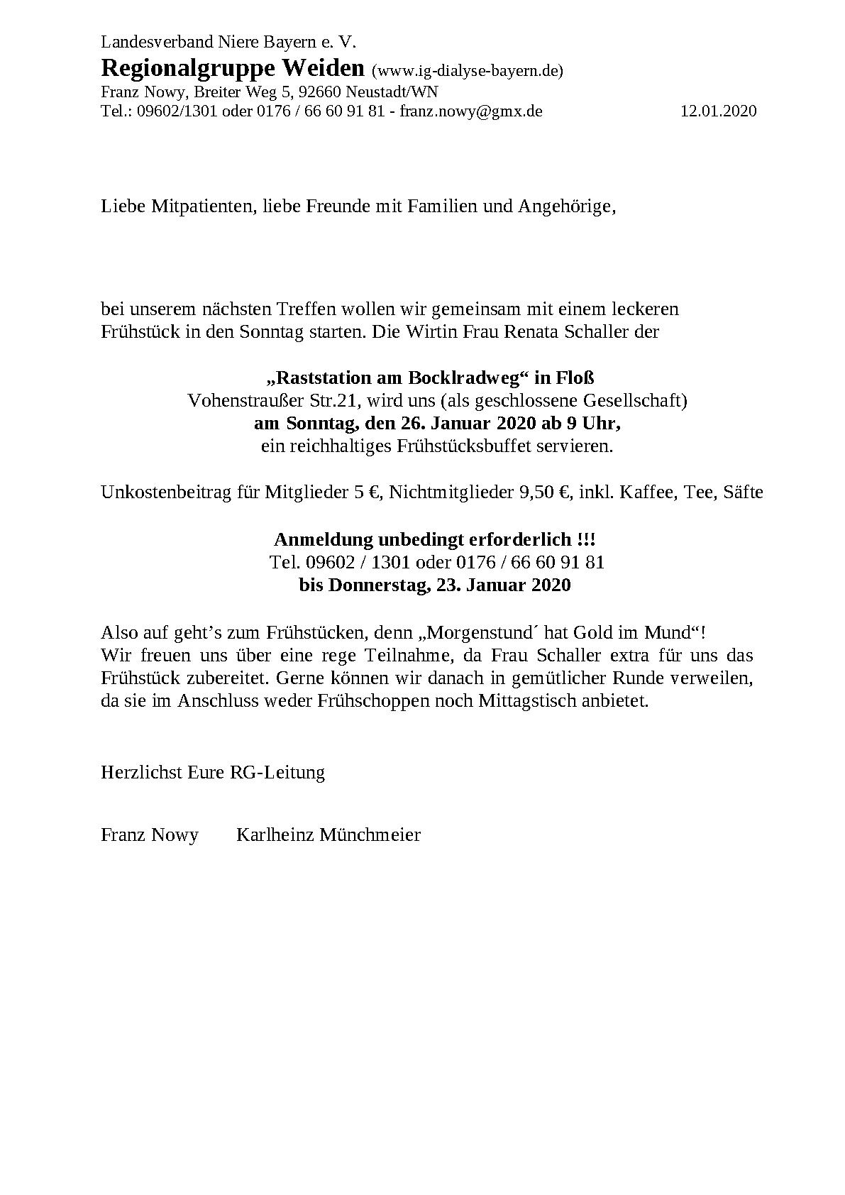 Einladungen RG Weiden
