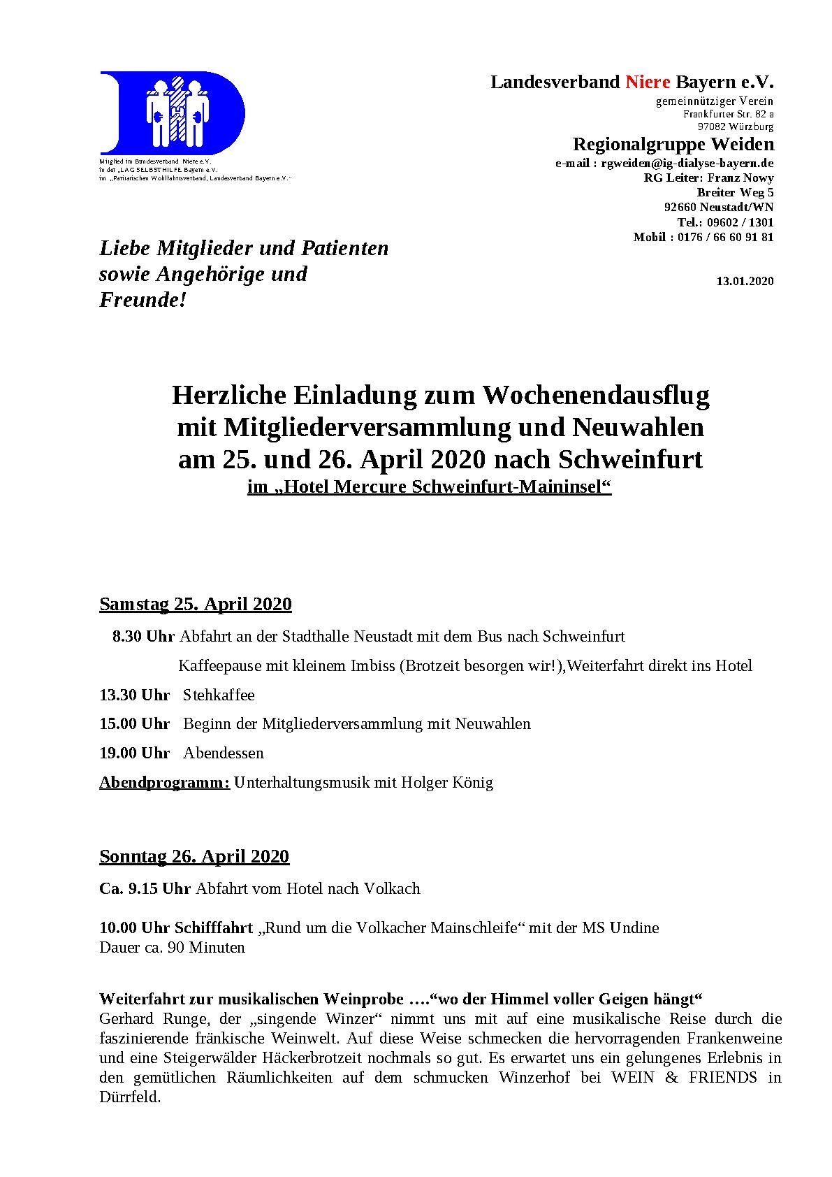 Einladungen RG Weiden