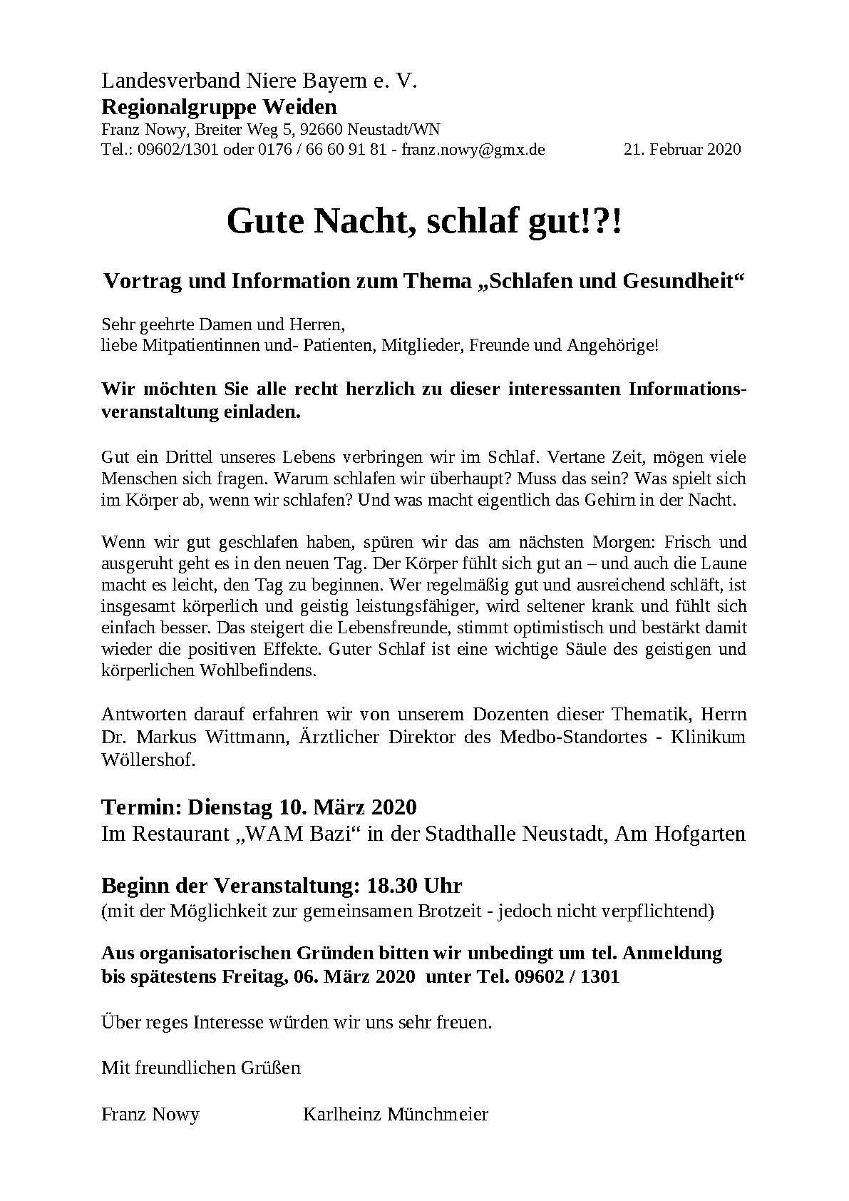 Einladungen RG Weiden