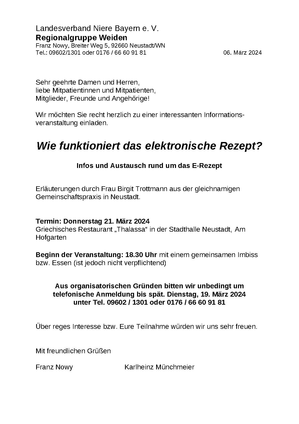 Einladungen RG Weiden