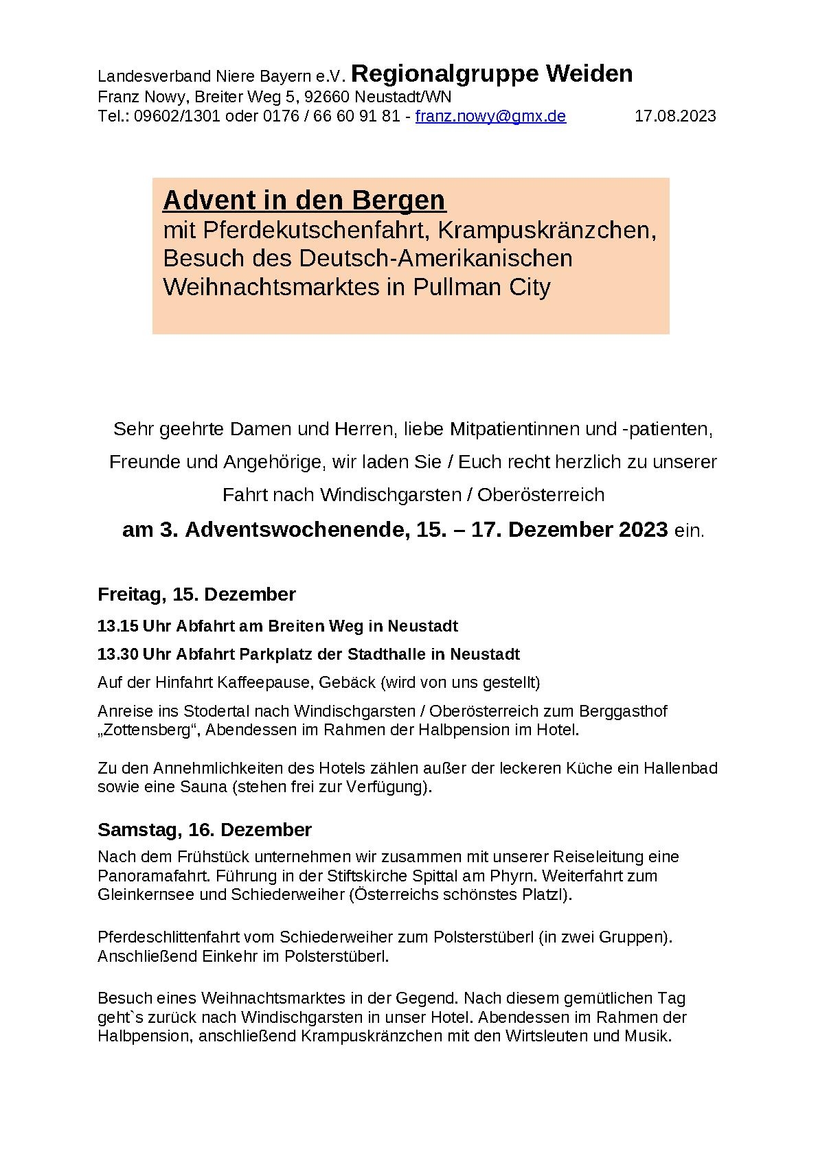 Einladungen RG Weiden