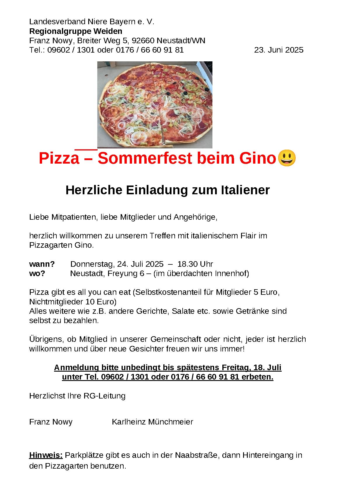 Einladungen RG Weiden