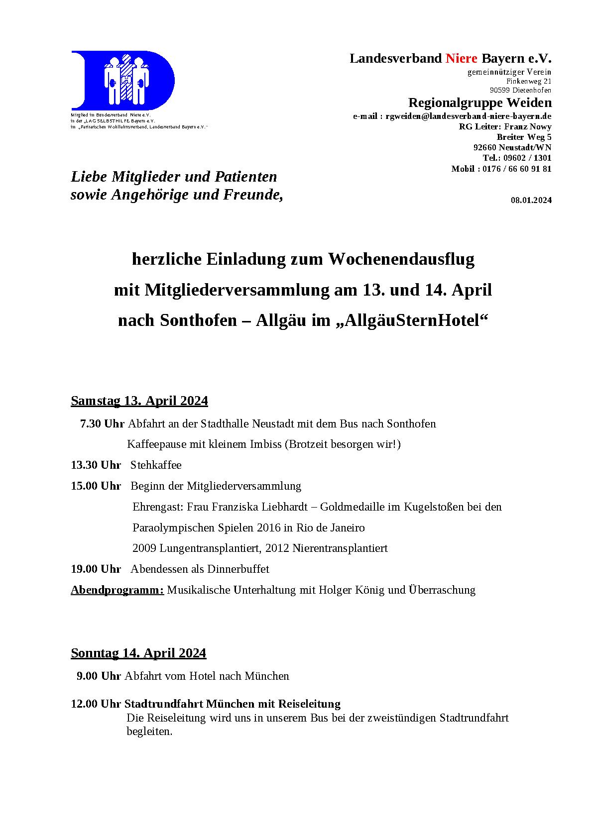 Einladungen RG Weiden