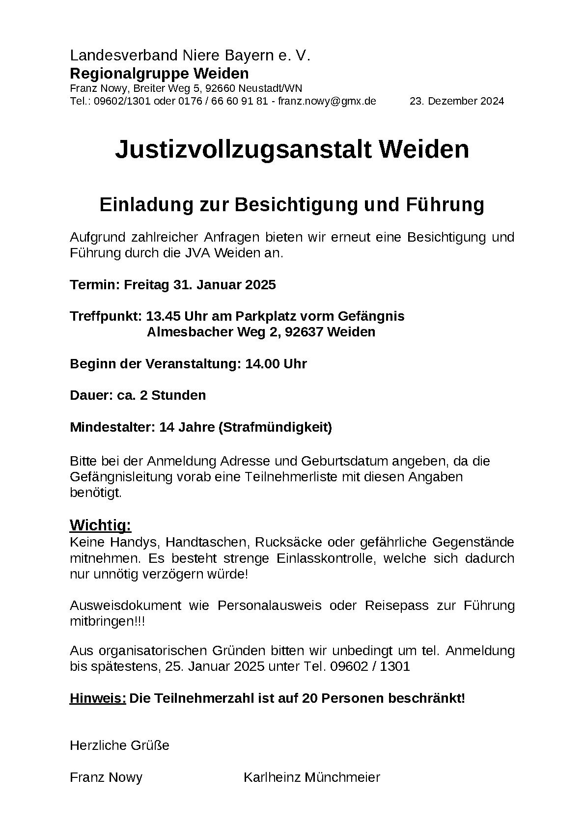 Einladungen RG Weiden
