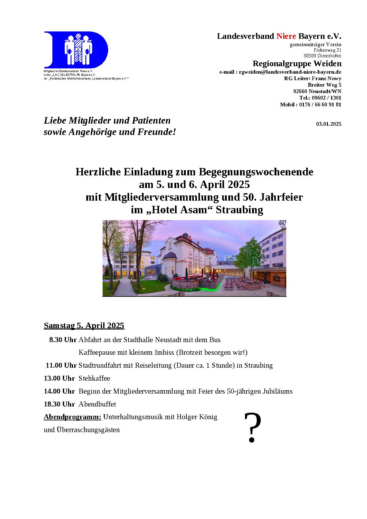 Einladungen RG Weiden