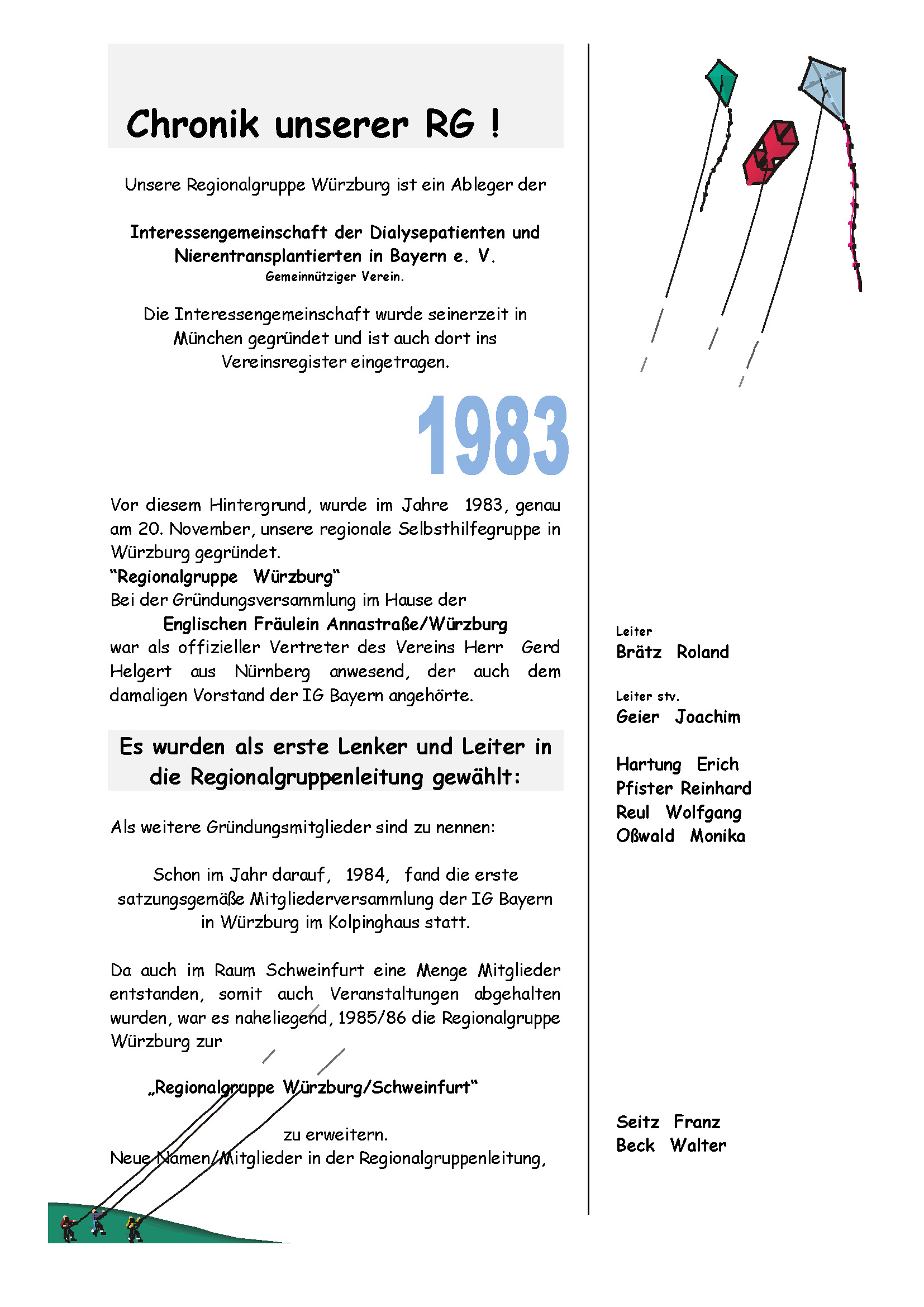 Regionalgruppe Würzburg - Dialyse - Chronik